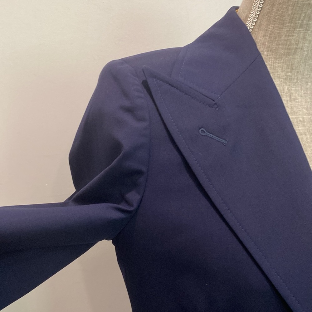 GUCCI Navy Wool Mohair Peak Lapel Blazer Gold Button 38 M - Picture 12 of 16